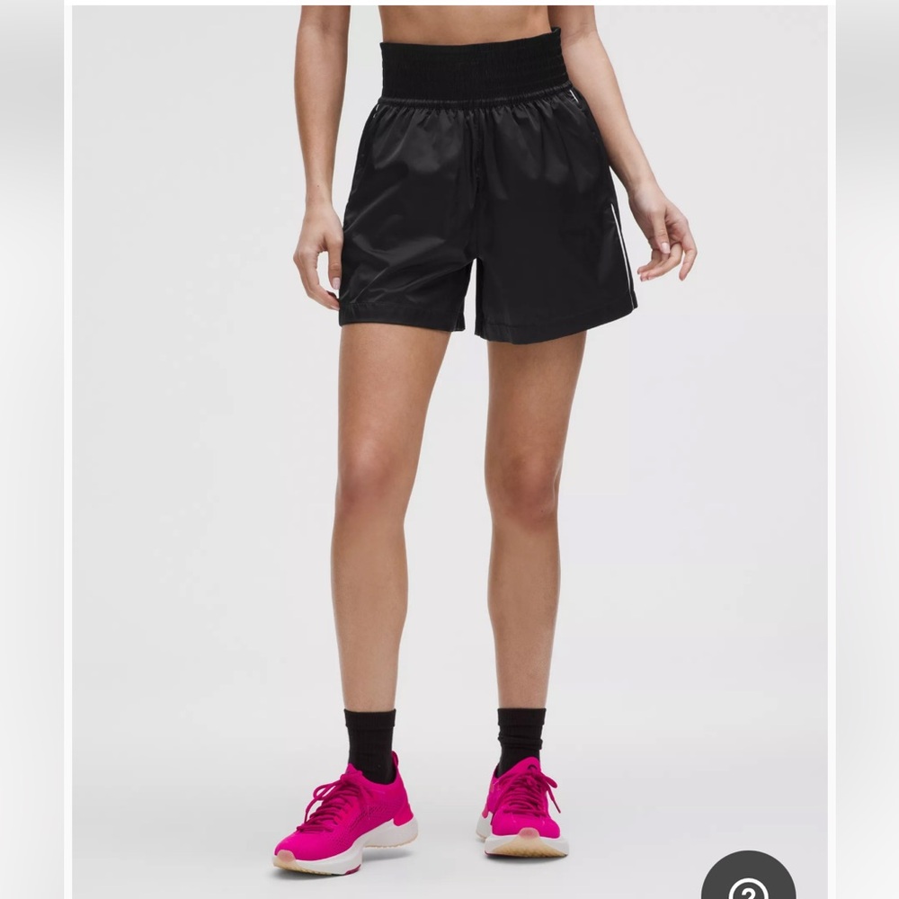 Lulu Stretch Satin Black Athletic Shorts
